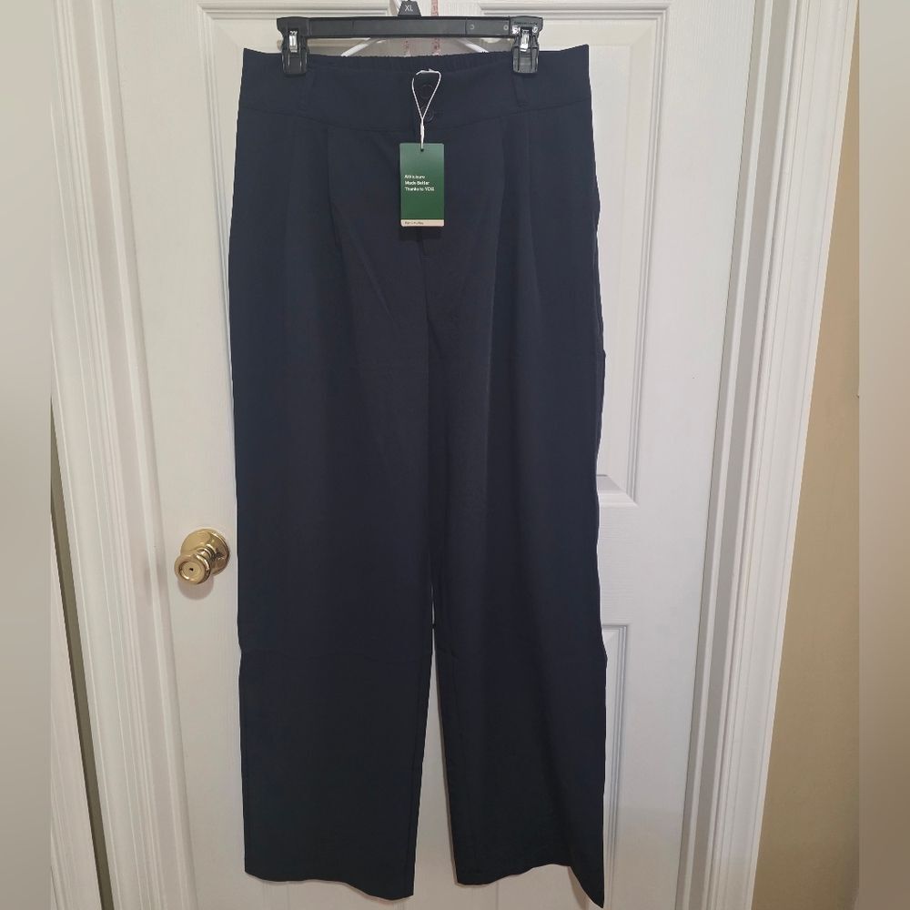 HALARA Navy Button-Detail Pants NWTS Size L Tall